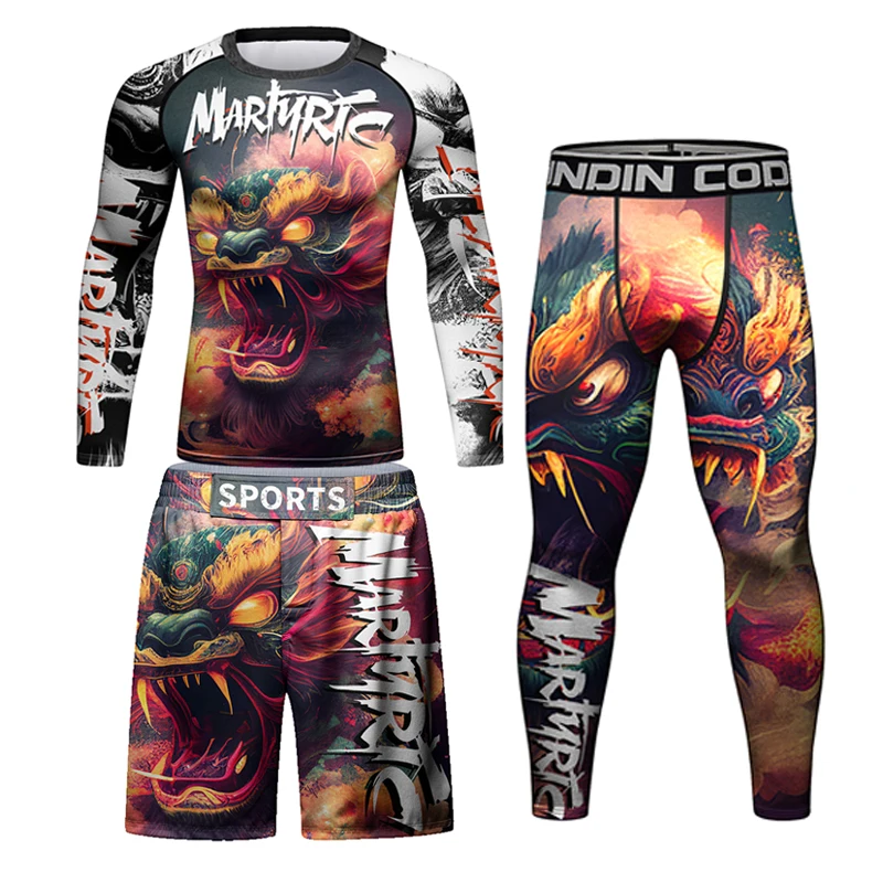 New MMA T shirt+Pants Set MMA Rashguard For Men Boxing Muay Thai MMA Shorts Kickboxing Jerseys Boxeo Jiu Jitsu Bjj Gi T-shirts