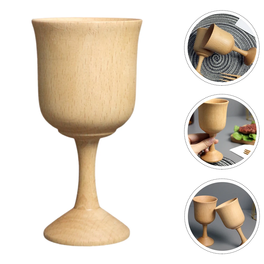 

Vintage Wooden Goblet Reusable Whiskey Cocktail Cup Elegant Party Banquet Wine Glass Drink Holder Red Wine Cup Bar