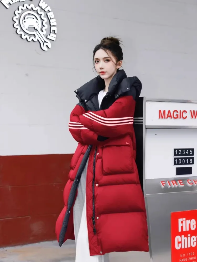 Long Down Coats Loose Hooded Snow Coat Women\'s Winter Coats White Duck Thicken Warm Jacket Overcoat Woman Coat New in Outerwears