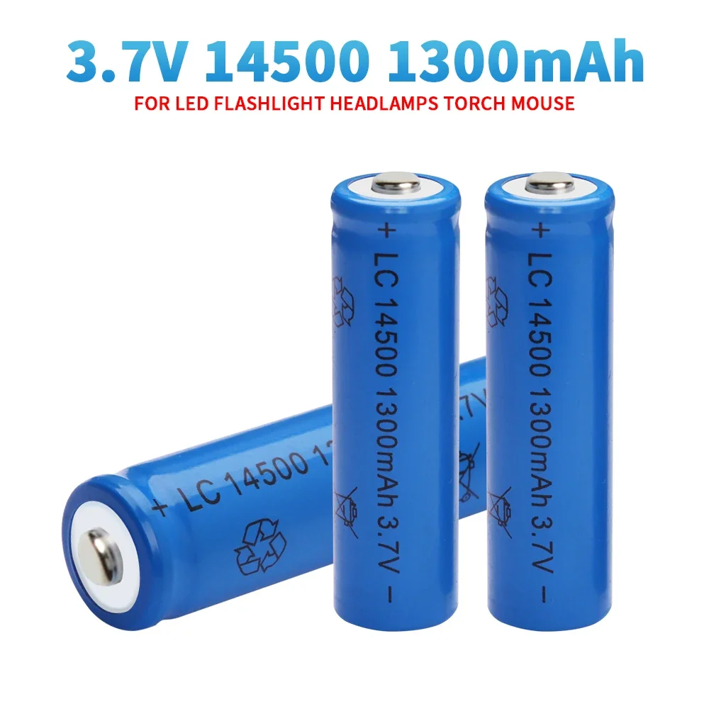 14500 1300mAh 3.7V Li-ion Rechargeable Batteries AA Battery Lithium Cell for Led Flashlight Headlamps Torch Mouse