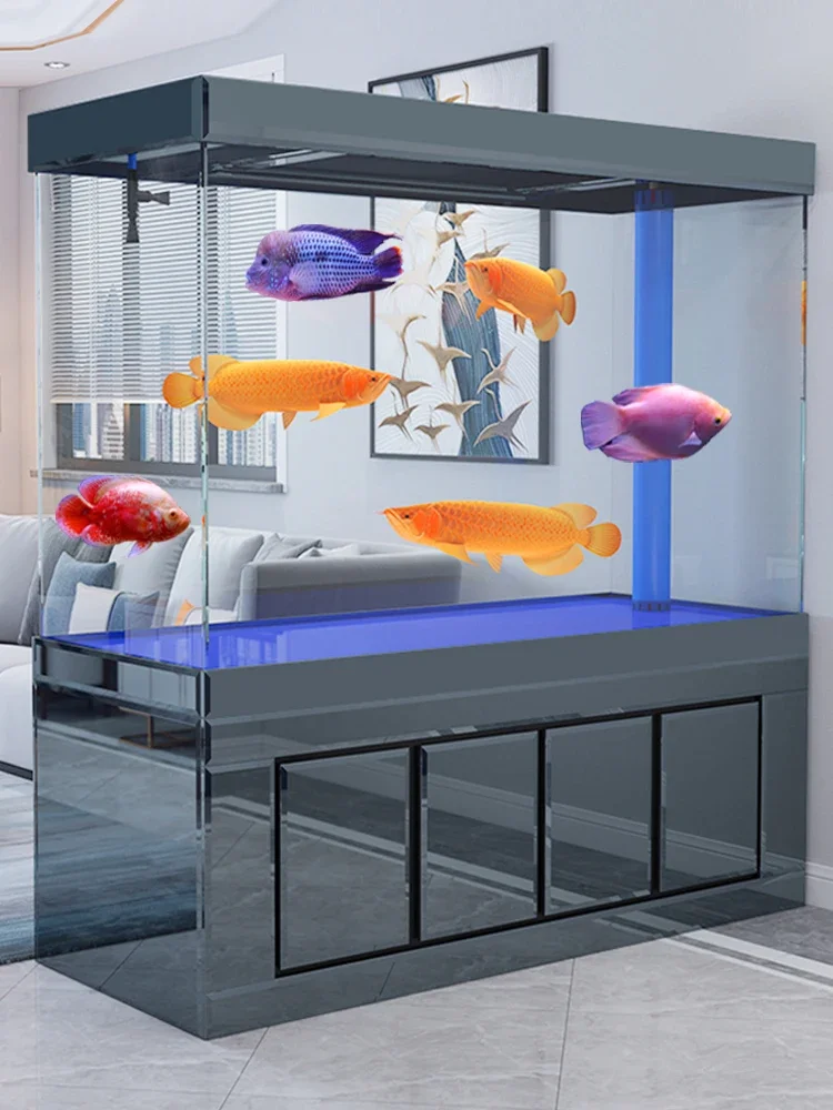 Fish tank, large living room, aquarium, screen, ultra white glass, goldfish tank, no change of water bottom filter