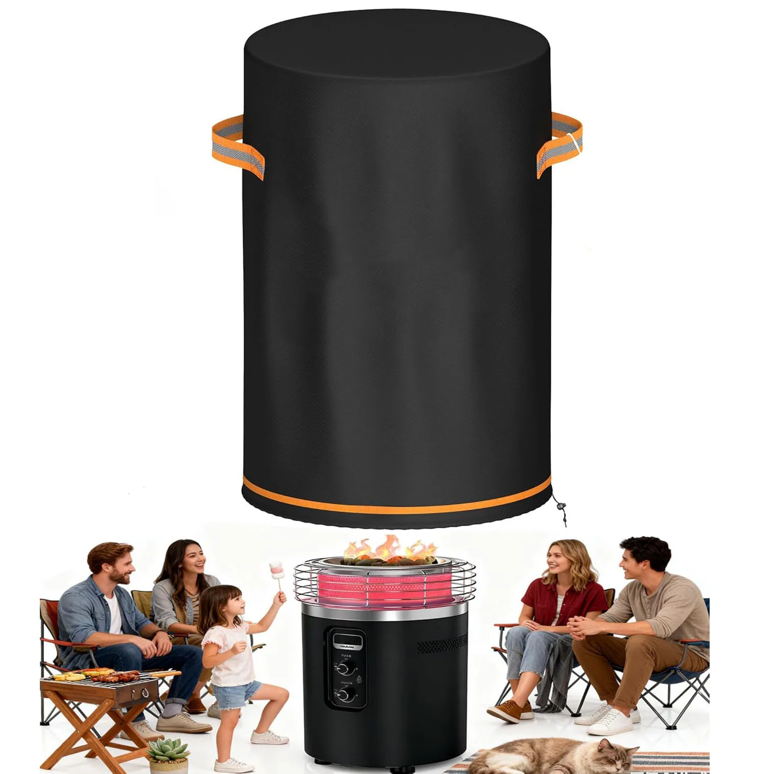 Oxford cloth fire pit stove cover,oven cover,brazier cover,protective cover, round dust cover with drawstring and double handle.