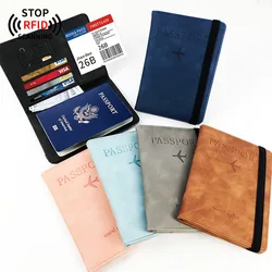 PU Travel Wallet RFID Passport Covers for Women Men Passport Holder Id Credit Card Holder Flight Ticket Clip Travel Accessories