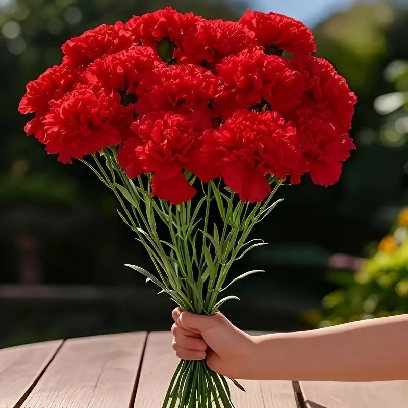 20 Stück Künstliche Nelkenblumen aus Kunststoff, Kunstblumen für Hochzeitssträuße, Blumenarrangements, Muttertagsgeschenke, Heimdekoration – Detail 2