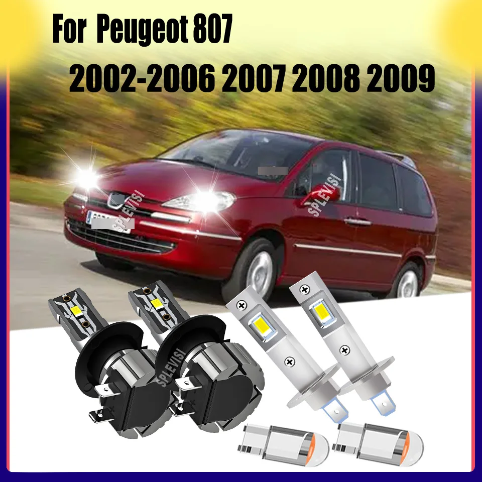 

Bright H1 and H7 High Low LED Headlight Bulbs 300% Brighter Than Halogen For Peugeot 807 2002 2003 2004 2005 2006 2007 2008 2009