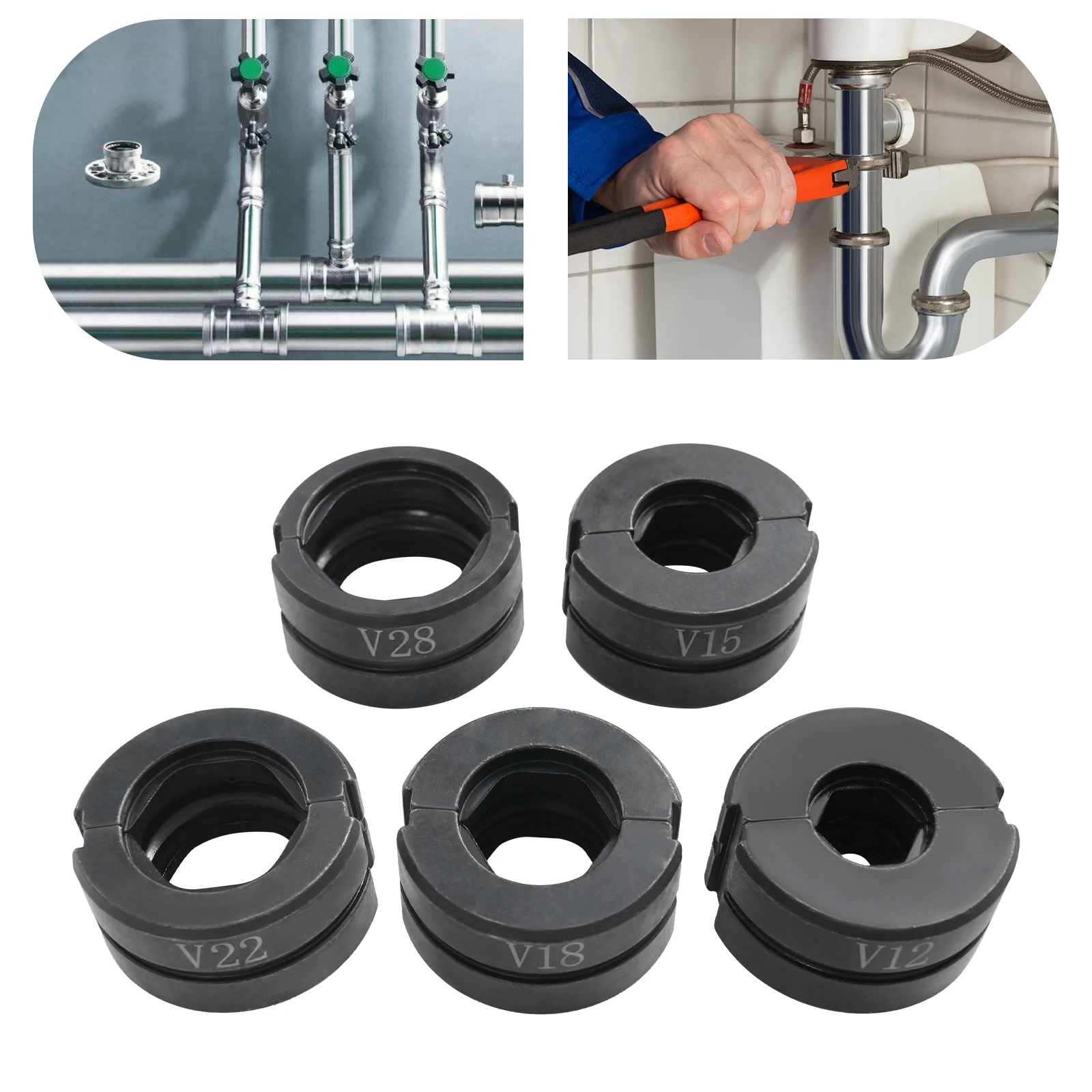 Jeu de matrices à sertir pour tuyaux en acier Cr40, haute qualité, 5 tailles 12 15 18 22 28mm, pour pinces à pression pour tubes en cuivre, outils de plomberie faciles à utiliser