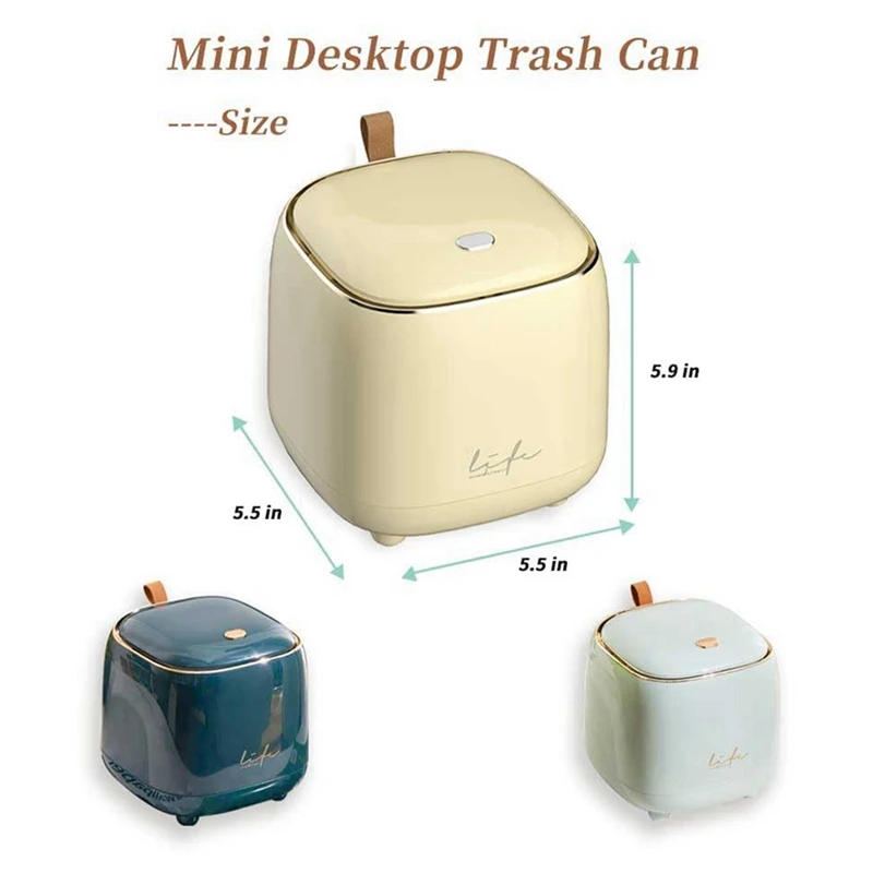 Can Countertop Trash Can , Waste Can with Type Lid, 0.5 Gallon/1.5 Liter Wastebasket Trash Can Dispenser,Creamy Yellow