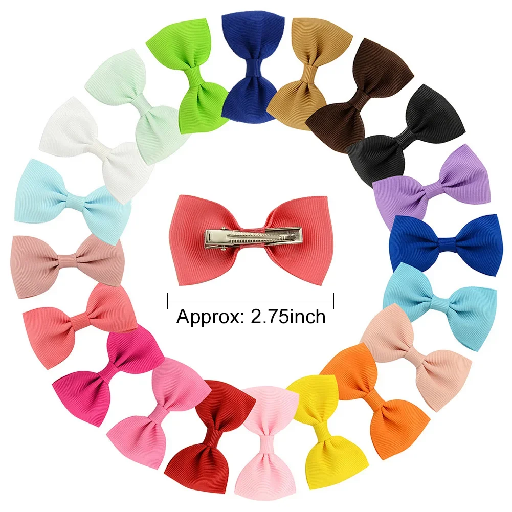 40Pcs 2.75'' Solid Grosgrain Ribbon Bows Hair Clips for Baby Girls Cute Bowknot Barrettes Hairpins Kids Hair Accessories Gifts