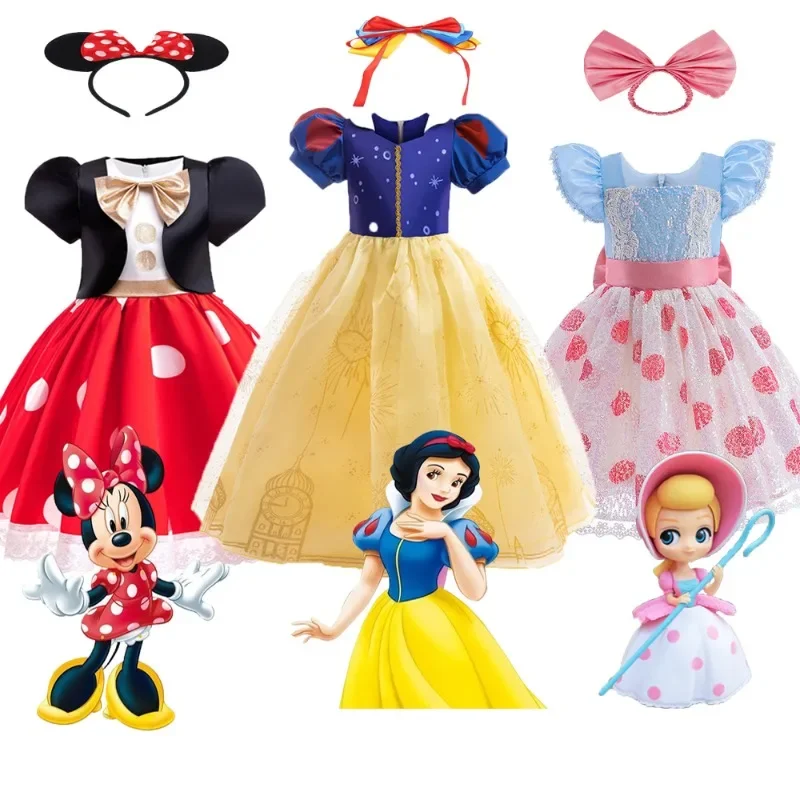 Disney Princess Dresses Snow White Costume Kids Luxury Birthday Party Halloween Girls Gowns Rapunzel Cosplay Dress Girls Clothes