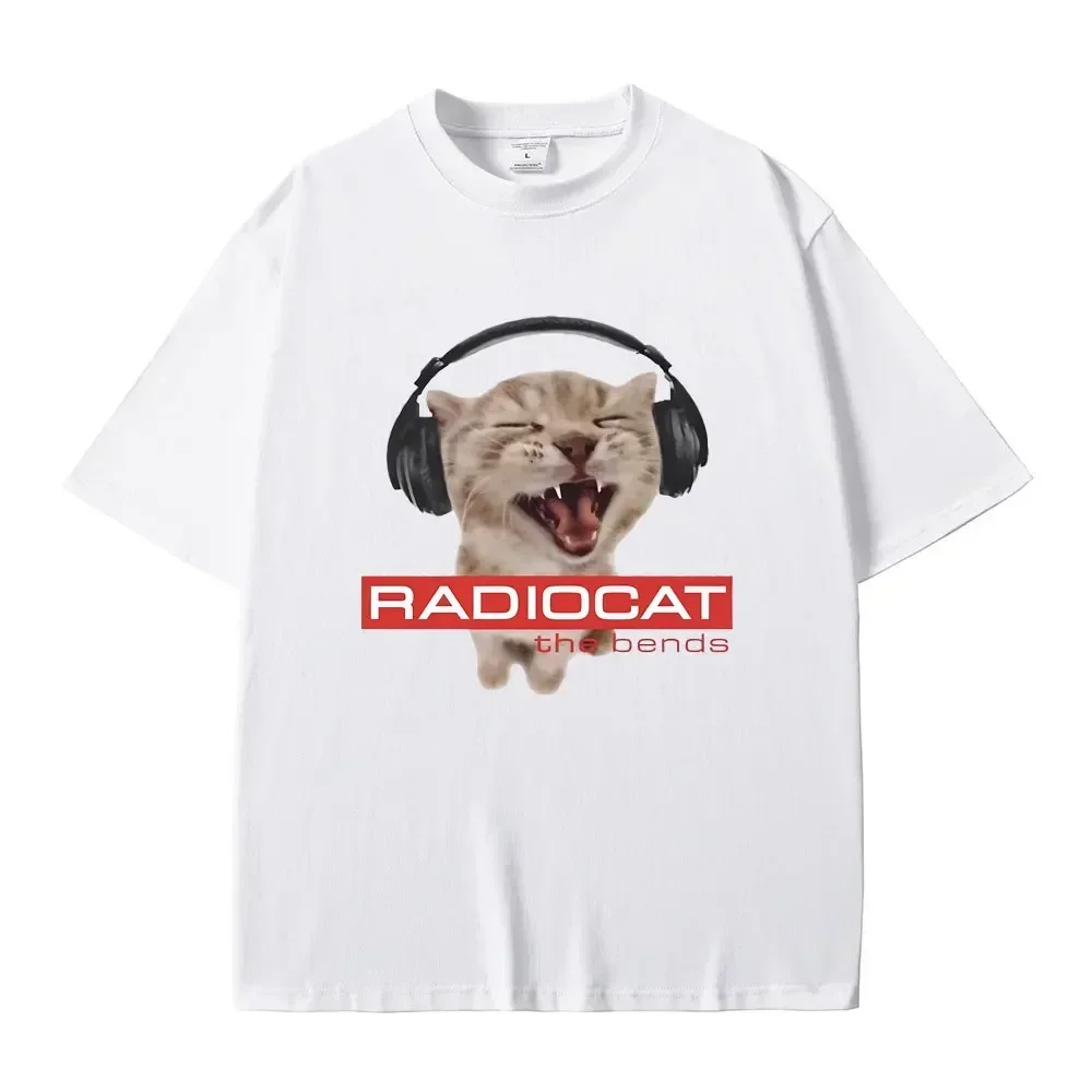 British Rock Band Radiohead Funny Radiocat The Bends Print T-shirt Men Women Vintage Gothic Oversized Tshirt Male Meme T Shirt