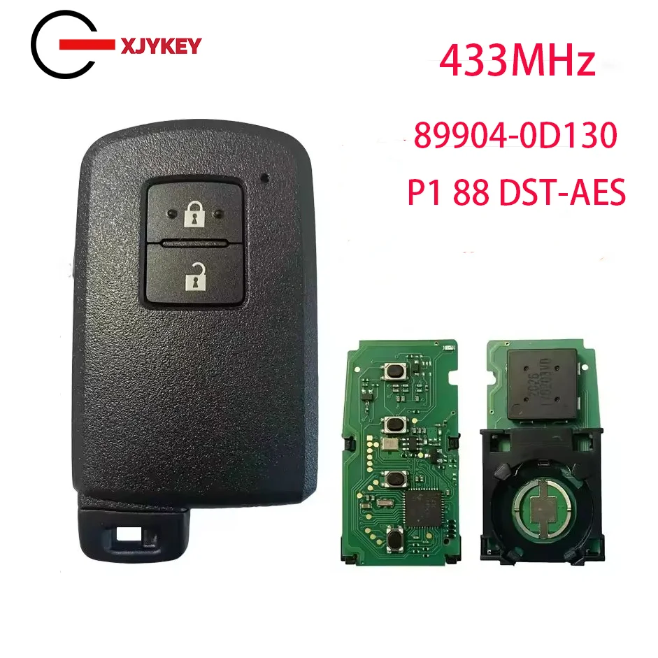

Aftermarket 2 Button Key For Toyota Yaris Auris Smart Remote BA7EQ P1 88 DST-AES Chip 433MHz 89904-0D130 Keyless Go