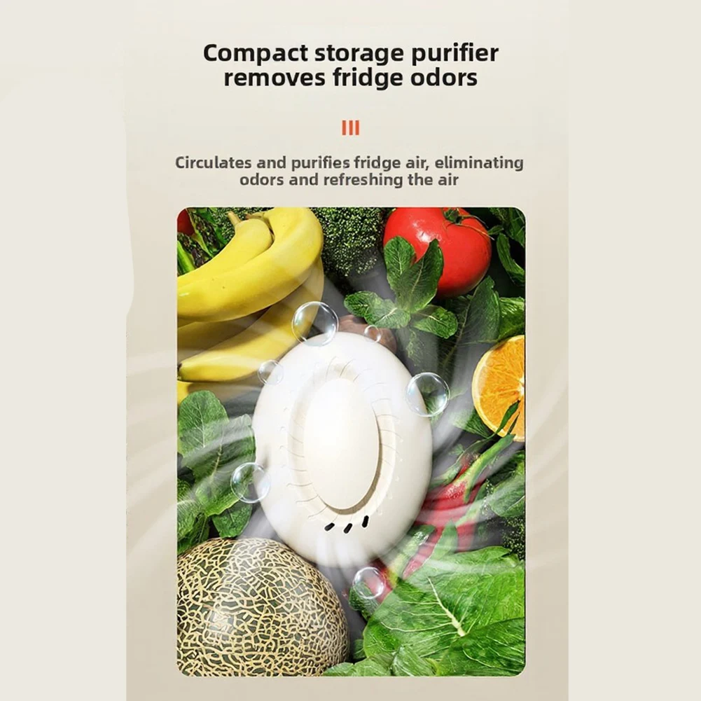 Rechargeable Air Purifier for Refrigerators Cabinets and Cars with 3-Speed Fan and Aromatherapy Box Compatibility