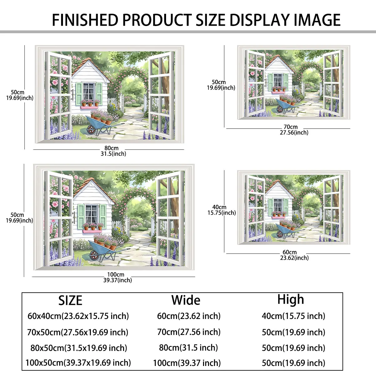 1pc simulated window wall sticker featuring a garden shed and flower cart, with a waterproof and concealing design
