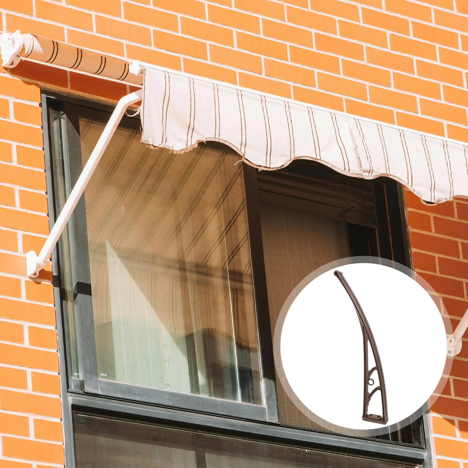 

Plastic Steel Bracket for Awnings 600mm Base 110mm Coffee Silent Patio Balcony Door Reinforced Windproof Brackets Window Roof