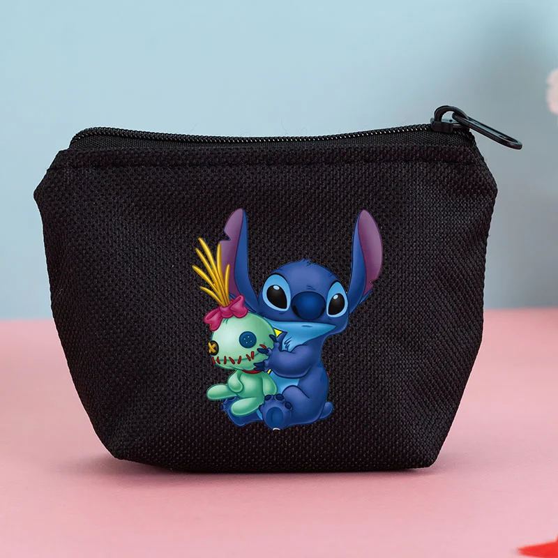 Monederos con diseño de Stitch de Disney, monedero pequeño de lona fresco para mujer y niña, bolsa de almacenamiento de dinero con llave y moneda, regalo para chico