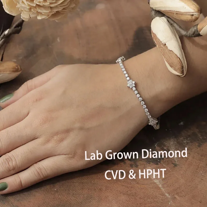 3.5 CTW DEF / VS VVS Round Lab Grown Diamond Tennis Bracelet 6 To 7.5 Inches 10K 14K White Gold  For Her Anniversary Gift