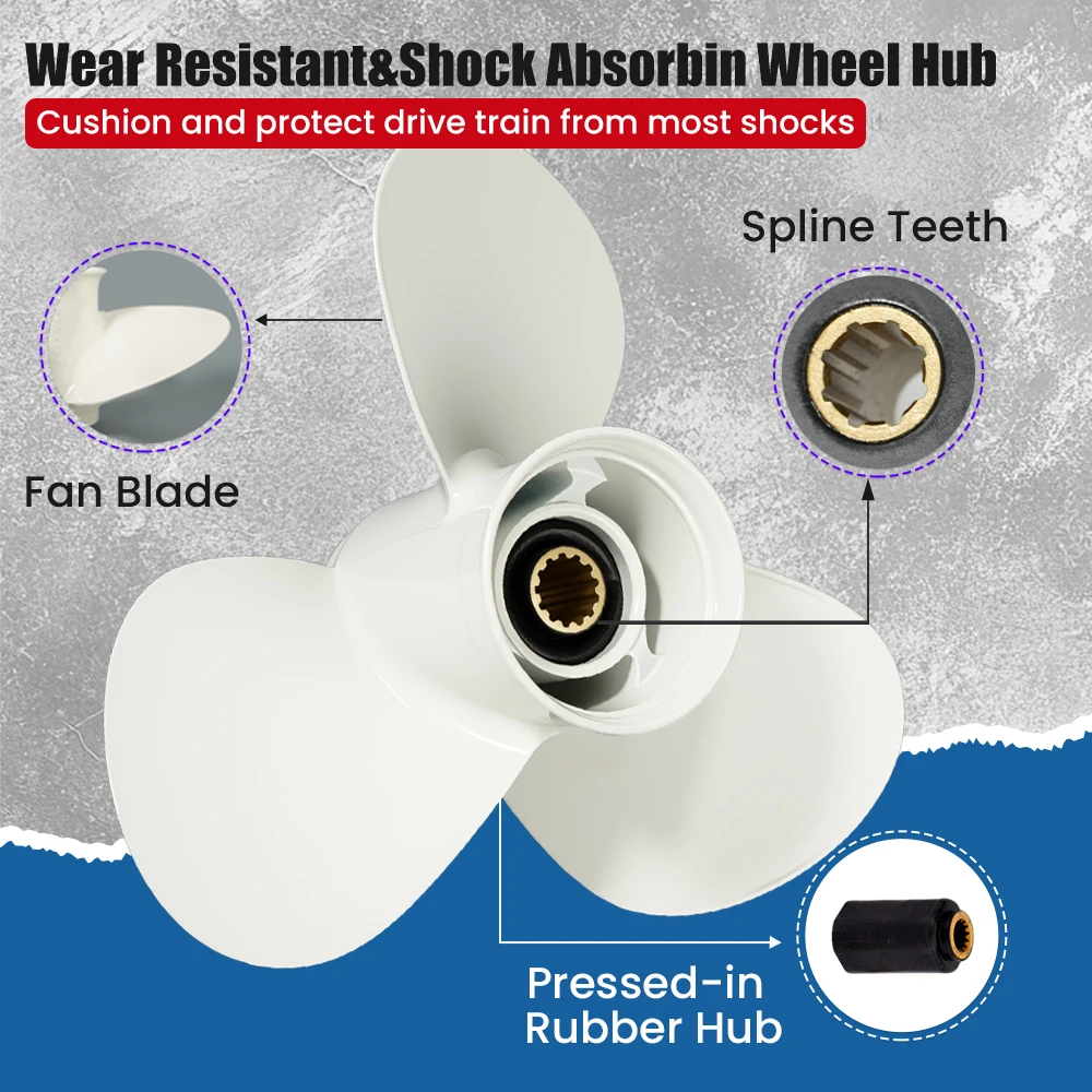 Boat Propeller 11 5/8x11 for Yamaha 25HP 30HP 40HP 48HP 50HP 55HP 60HP Aluminum Alloy Screw Outboard Motor 3 Blade 13 Spline