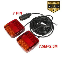 1 Juego de luz trasera de remolque de 12V y 24V, 26 LED, Cable de 10m, enchufe de 7 pines, parada de freno, Reflector de placa de matrícula, resistente al agua