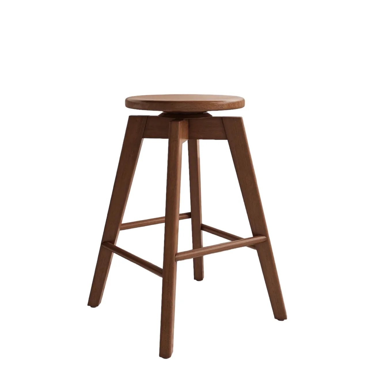 

Modern Brown Bar Stool Restaurant Wooden Swivel Counter Stool Solid Wood Dining Chair