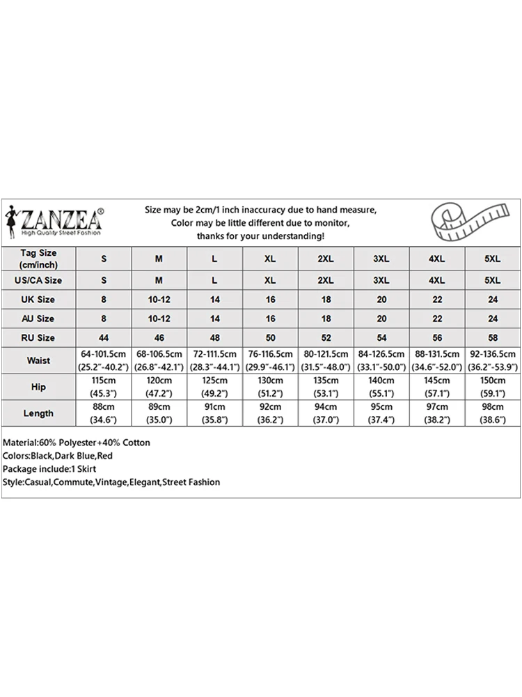 ZANZEA موضة النساء عالية الخصر مكتب شريط التنانير الخريف Jupes أنيقة ألف خط OL العمل Faldas Saia أنيق مطوي ميدي تنورة #6