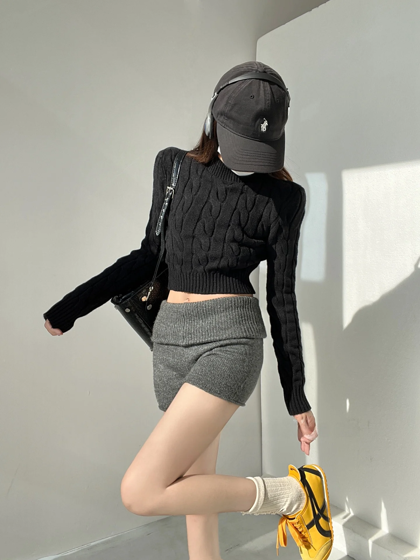 سليم صالح الأمريكية الحلو والتوابل الرجعية f عالية الياقة سترة المرأة ort طويلة Sve محبوك irt الشارع Sle تريكو