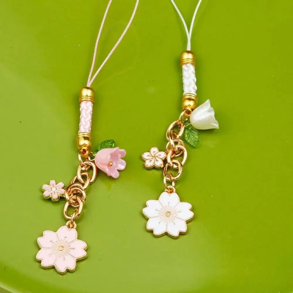 

Keyring Sakura Mobile Phone Case Keychain Flower Short Style Phone Strap Anti Loss Universal Mobile Phone Lanyard Bag Pendant
