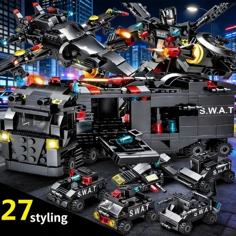 Model Kit Wukong - 8in1 SWAT 585Pcs Police Station Command