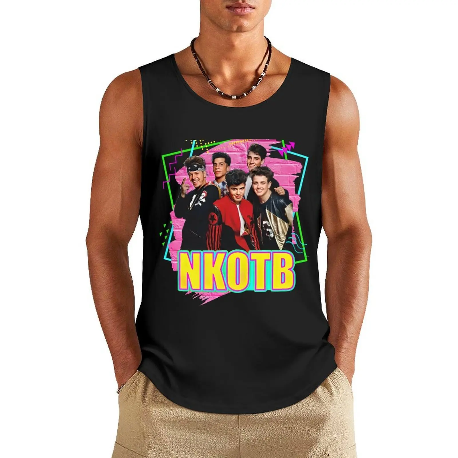 

NKOTB - NEON Tank Top Man clothes for gym Men's gym t-shirt cotton t-shirts man