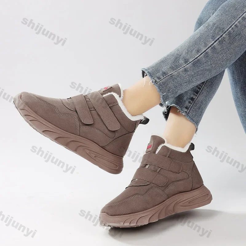 Women Winter Plush Platform Warm Casual Shoes Female Fashion Warm Cotton Shoes Ladies Lightweight Non-slip Slip on Ankle Boots
