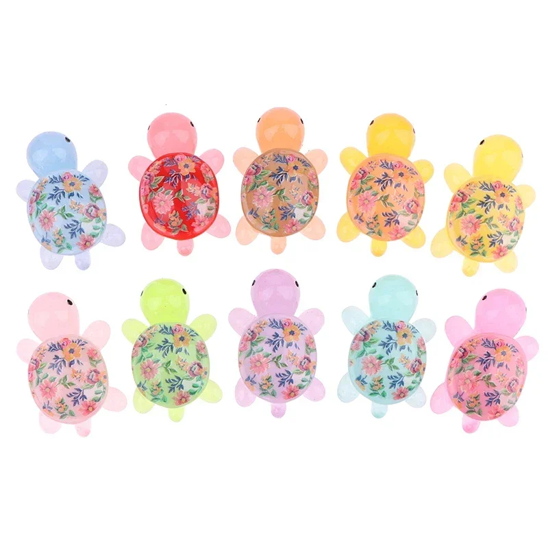 10Pcs Cartoon Printed Turtle Mini Luminous Turtle DIY Jewelry Accessories Desktop Decorations Creative Cream Glue Ornament Toy