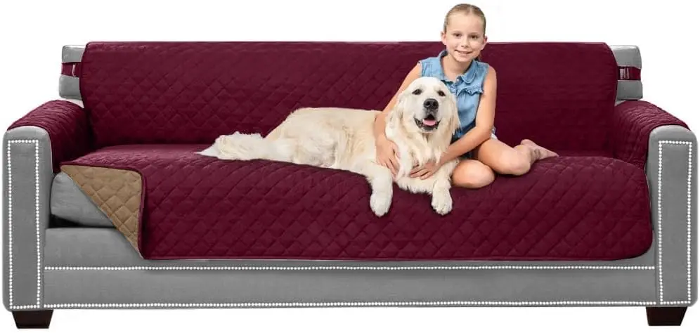 

Двусторонний чехол для дивана для собак с ремнем, устойчивый к пятнам, для сидений 78 дюймов, машинная стирка, для домашних животных