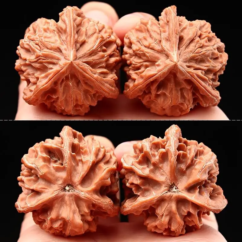 Natural Wild Three Ridged Wenwan Walnut Emperor Three Ridge Aligned Pair Hand Play Collectible Fidget Stress Relief Gift For All