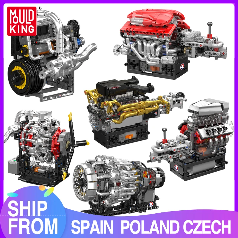 

MOLD KING MOC Engine Blocks Механический спортивный автомобиль V12 Двигатель Строительные блоки Набор игрушек Технология V8 Коллекция двигателей Подарок