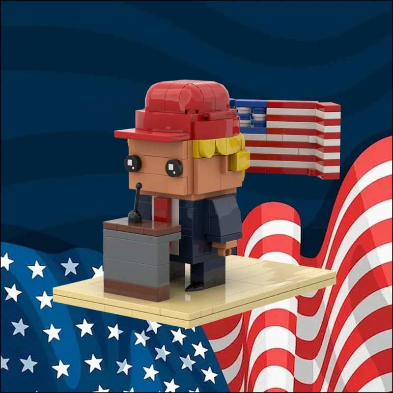 MOC Trump Cartoon Model Building Blocks US Presidential Candidate Donald Trump Creative Mini Action Figure Assembled Brick Toys