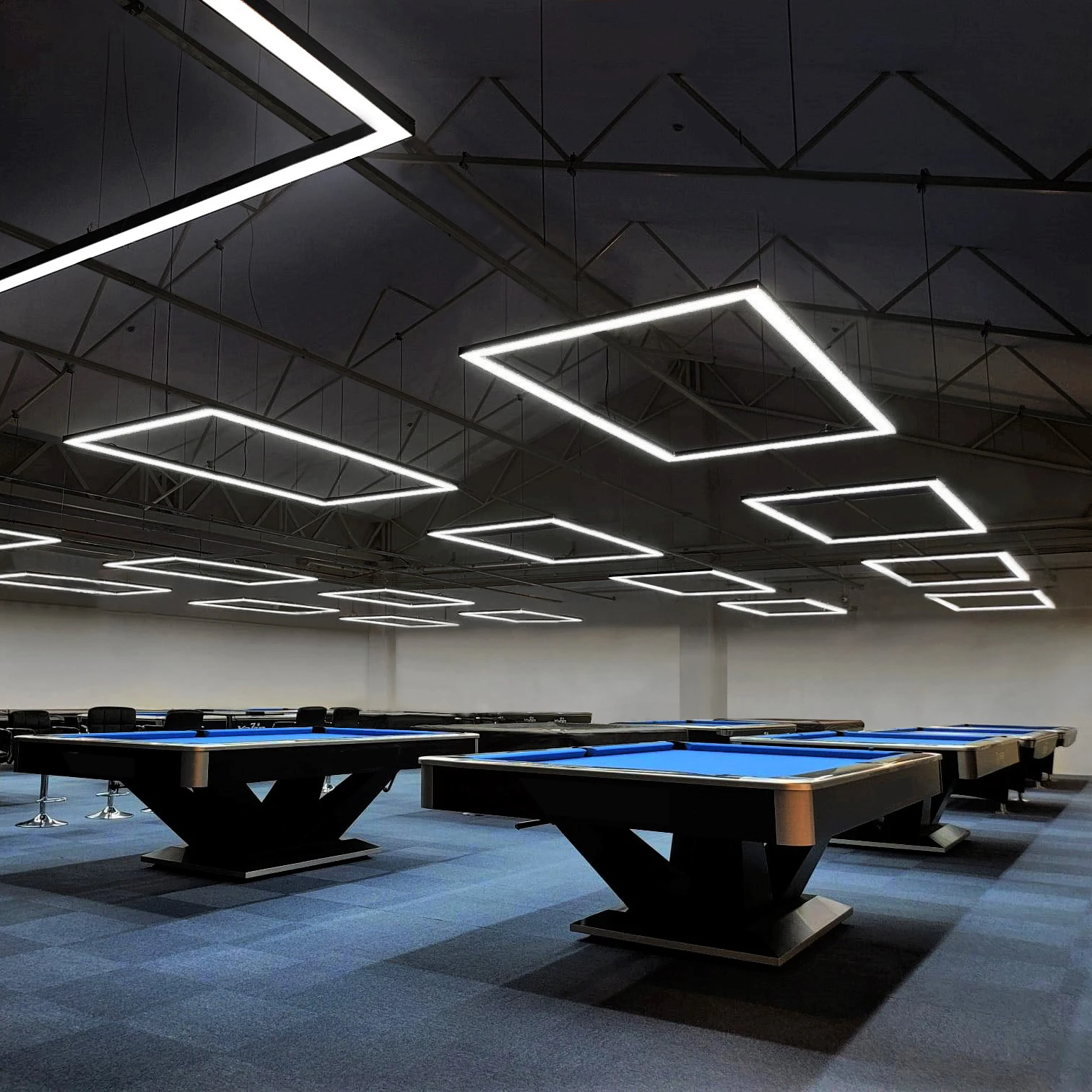 Aluminum Pool Table Lighting Fixtures Modern Led Rectangular Billiard Table Lamp with Dimmer