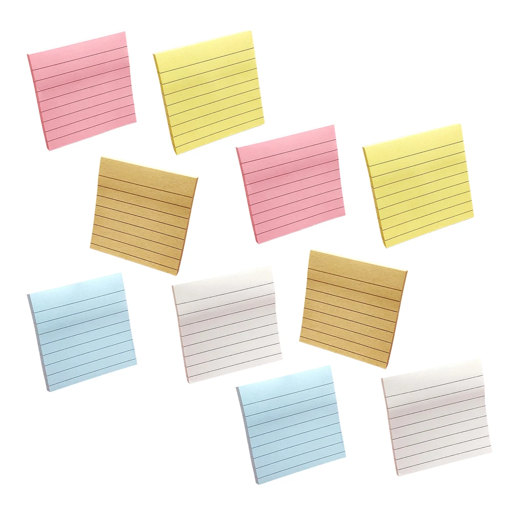

10 Pcs Thick Paper Office School Supplies Self Adhesive Memo Pads No Trace Removal Decorative Design