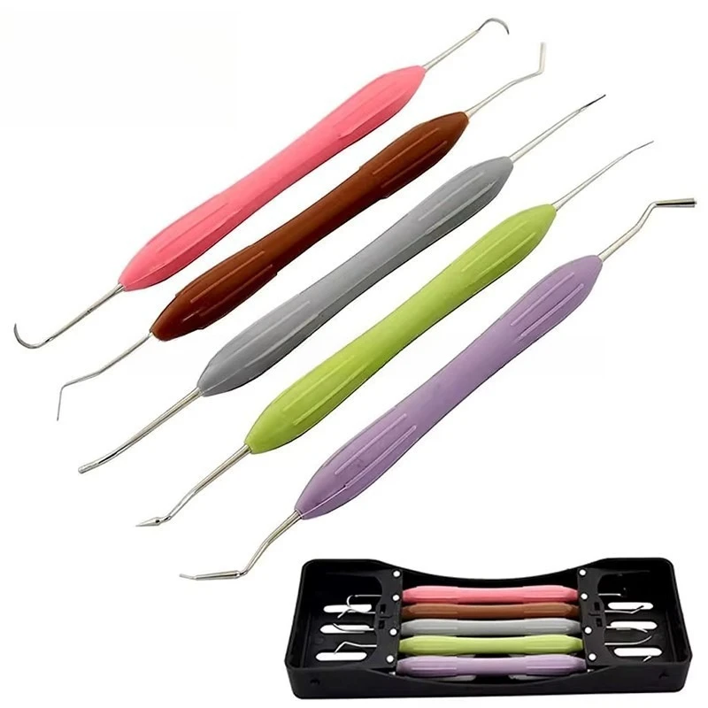 

5 шт./компл., набор шпателей для стоматологической смолы, силиконовая ручка, шпатель для наполнения композитной смолы, набор для эстетического восстановления зубов, инструменты