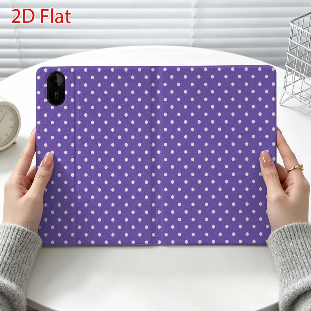 Purple Polka Dot Pattern For Xiaomi Poco Redmi Pad 8 2 4 C1 6 6S 7 7S SE 9.7 14 11 11.2 Inch Pen Tray Tablet Case Fashion