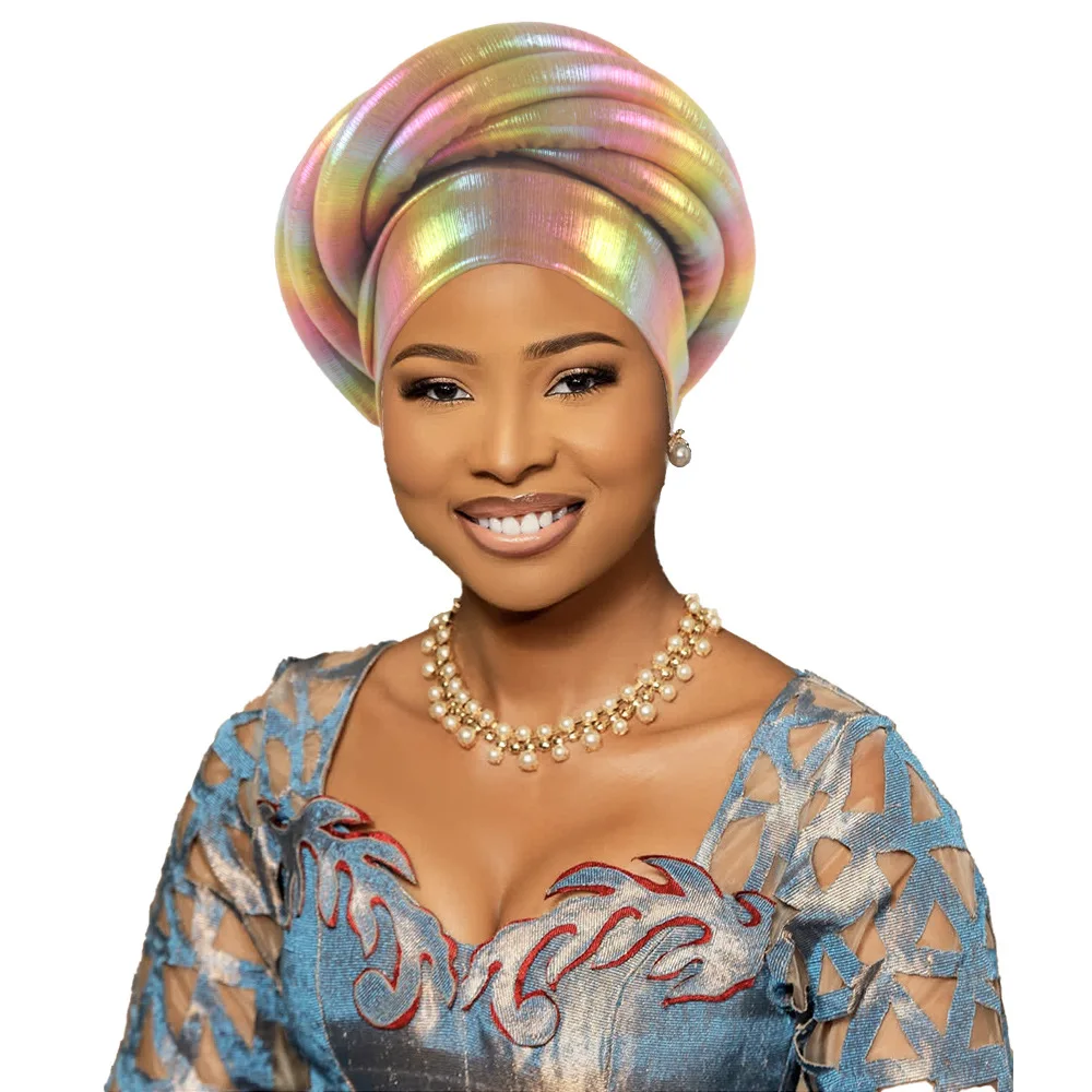 AliExpress Hot Sale New Beauty Stripe Multi-Layer Exaggerated Turban Hat, Iridescent High Crown Headwrap In Stock