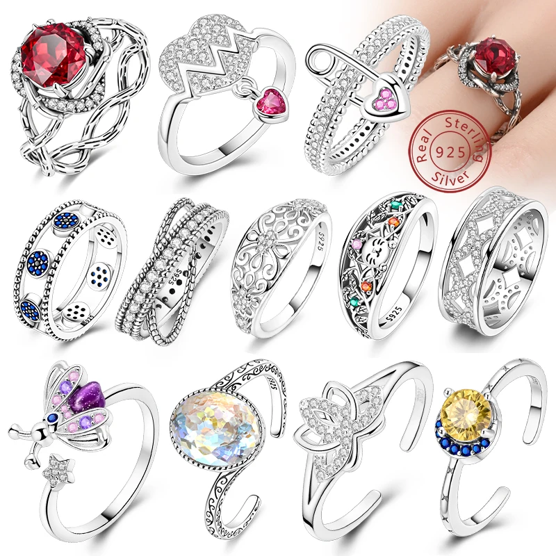 New 925 Sterling Silver Rings Firefly Hollow Rose Infinite Love Simple Ring for Women Wedding Engagement Party Jewelry Gift
