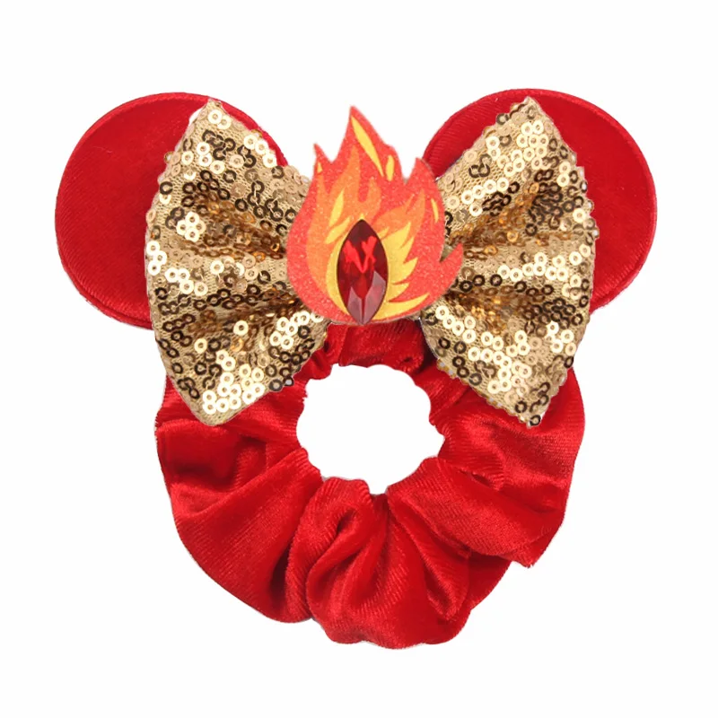 Bandeaux de cheveux en velours avec oreilles de Disney pour filles, chouchous, nœuds à paillettes, bandeau de sauna, femmes, enfants, fête, accessoires de bricolage