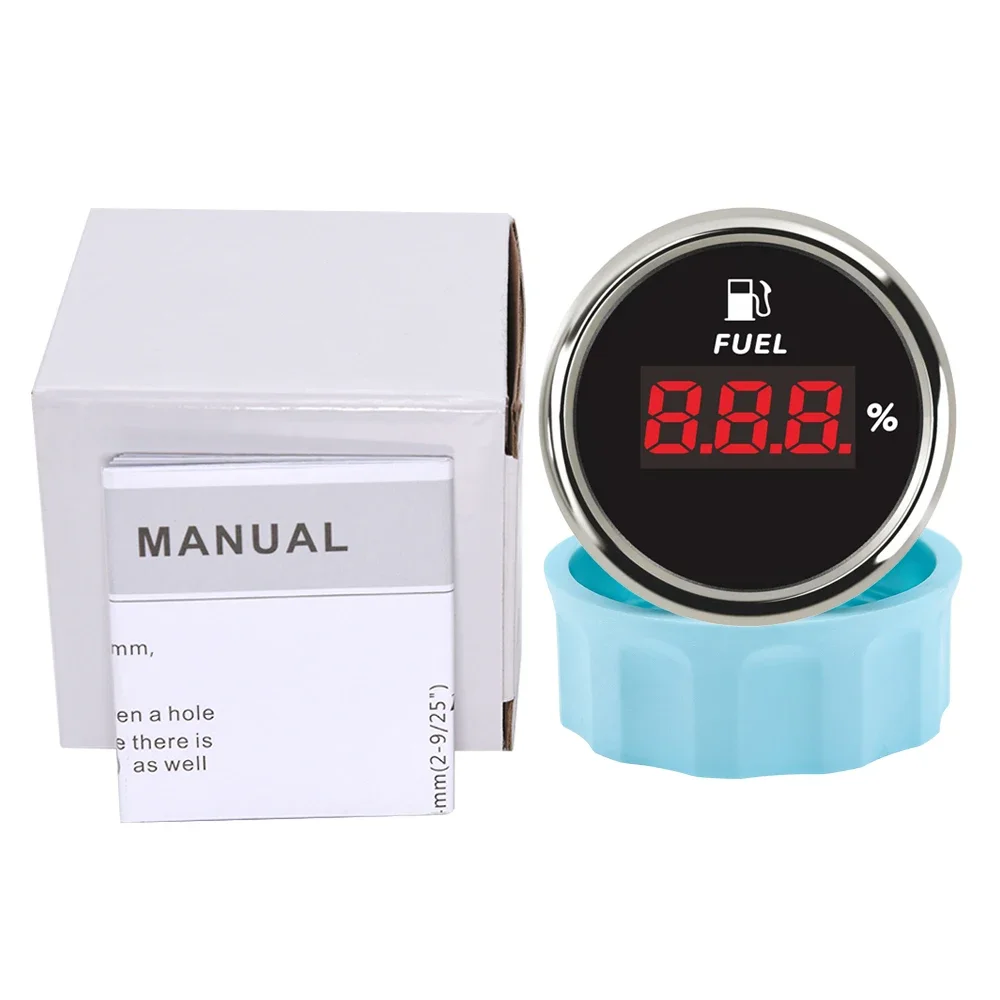 universal digital fuel gauge 0-190Ohm/240-33ohm 52mm digital water level gauge waterproof With red backlight for car boat