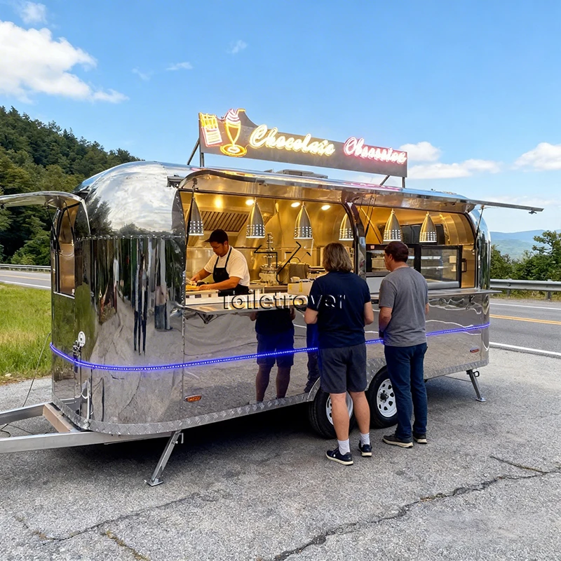 

Vintage Food Truck Container Hot Dog Coffee Outdoor Food Trailer Dessert Ice Cream Mobile Fast Food Truck with Full Kitchen