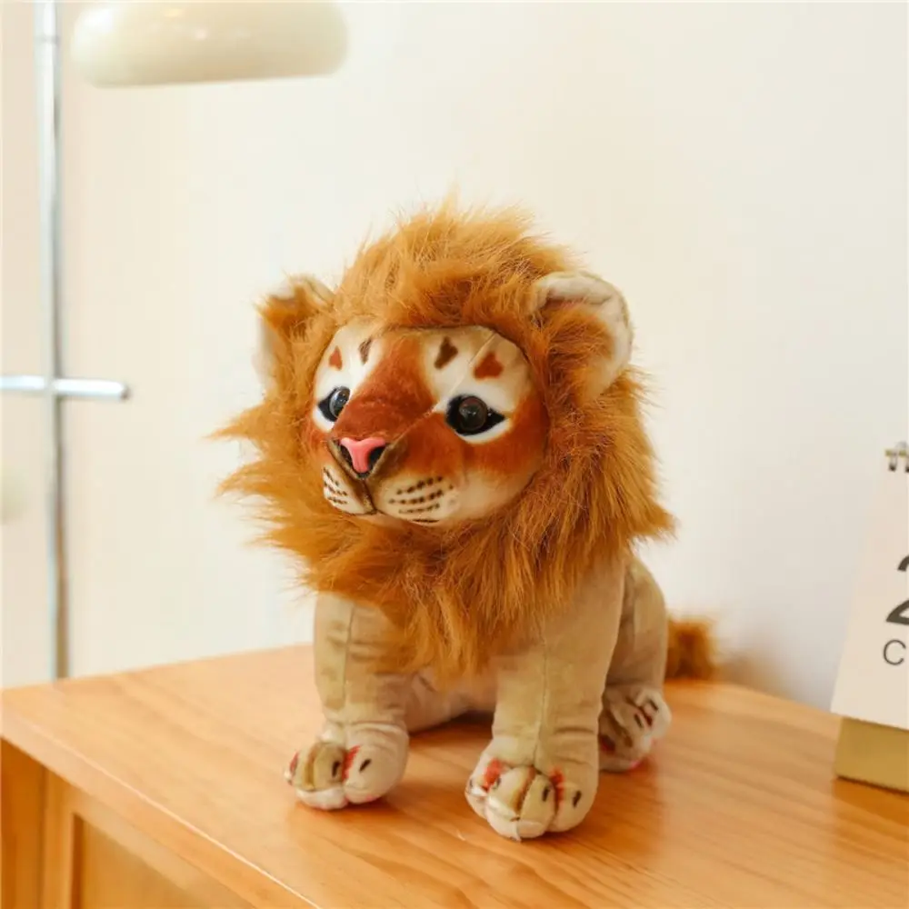 León de simulación de melena larga, juguetes de peluche, muñeco de peluche, Animal del bosque, muñecos de peluche de León masculino realista, León suave