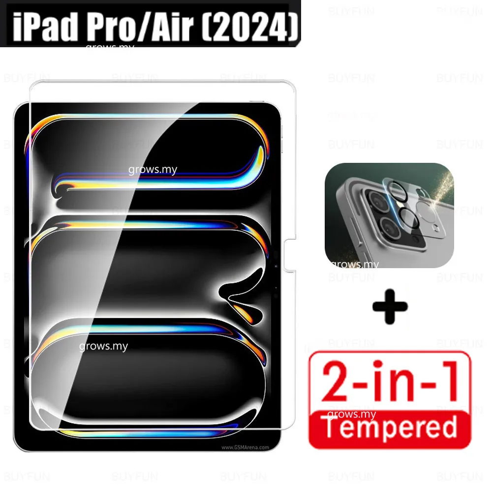 

2in1 Tablet Tempered Glass For iPad Pro 13 inch 7th iPadPro 5th Generation 2024 Air 11 6th 3D Camera Lens Back Cover