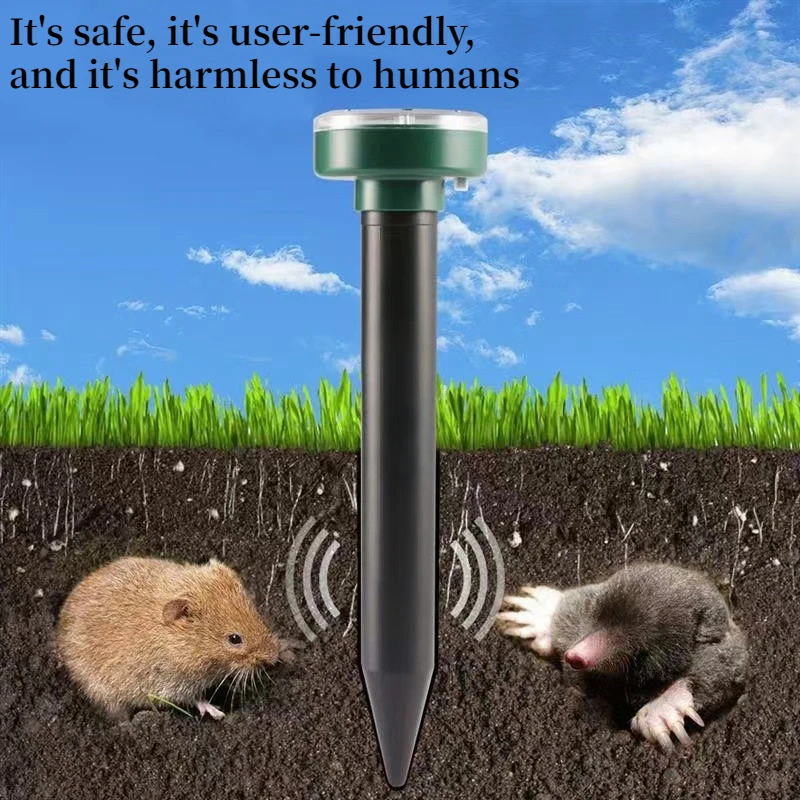 2Pcs Mole Rat Repellent Solar Ultrasonic Repeller Bat Garden Pest Deterrent Outdoor Ultrasonic Pest Repeller Mouse Trap Device