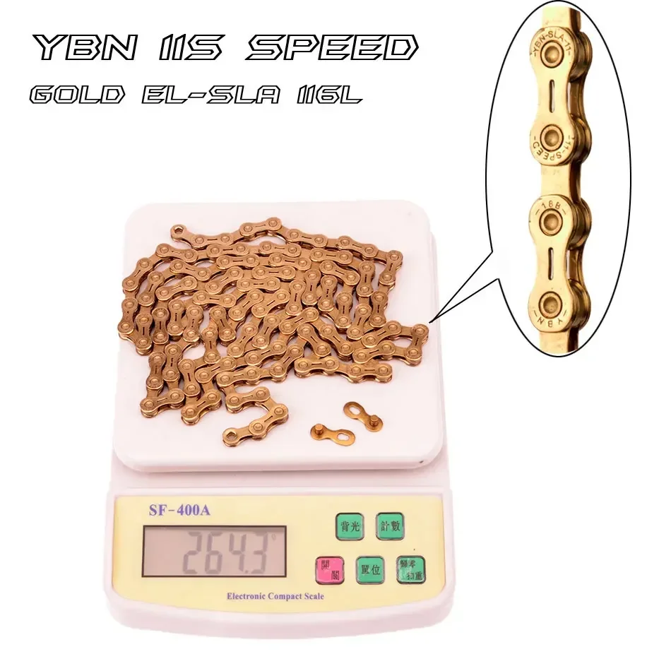 Free Shipping YBN X12L X10 X10sl X9sl X11sl Bicycle Chain 9 10 11s Gold Mountain Road Bike 116 Length