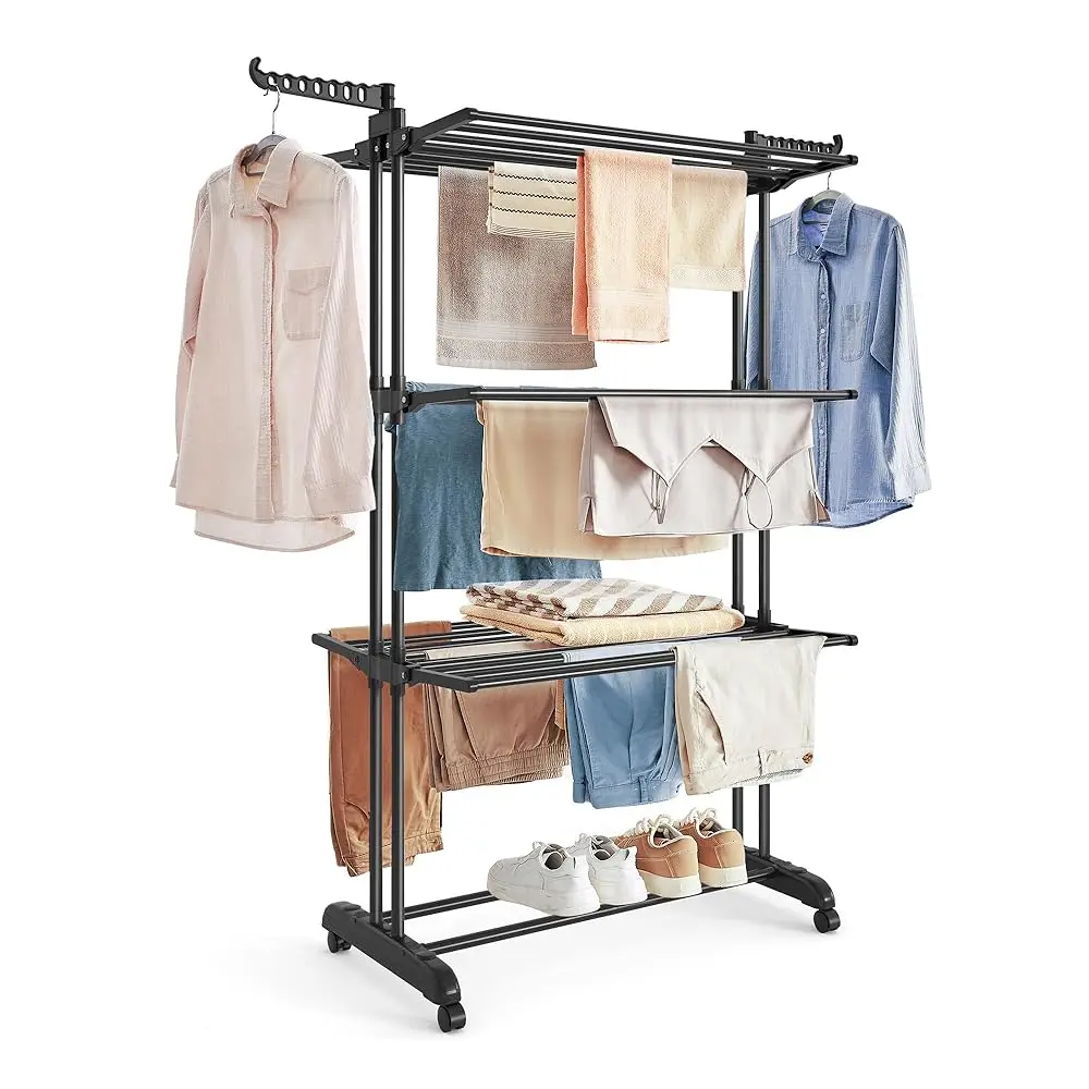 

Free ShippingClothes Drying Rack Stand 4-Tier, Foldable Laundry Drying Rack 68.1-Inch Tall, Stainless Steel, Rolling Clothes Hor