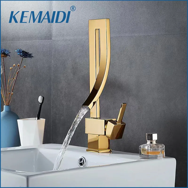 

KEMAIDI Waterfall Bathroom Faucet Single Handle Bathroom Faucets for Sink Vessel Bathroom Sink Faucet Stainless Steel Mixer Tap