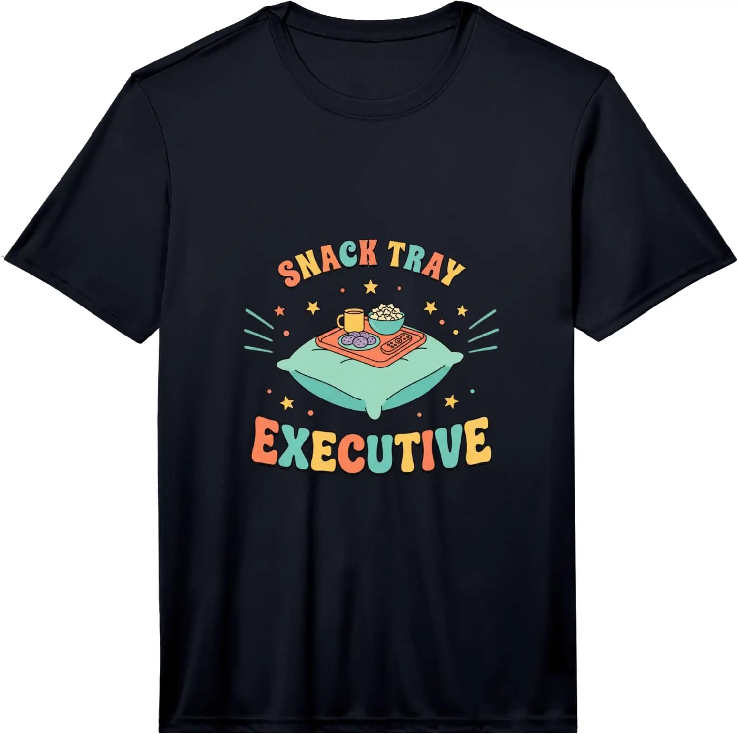 Mens Retro Cozy Snack Tray Humor Performance T-Shirt 100% Cotton Trendy Y2K Short-Sleeve Tee – Soft, Quick-Drying, &